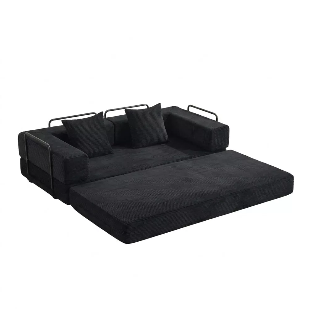 Canapé-lit futon convertible en velours polyester côtelé
