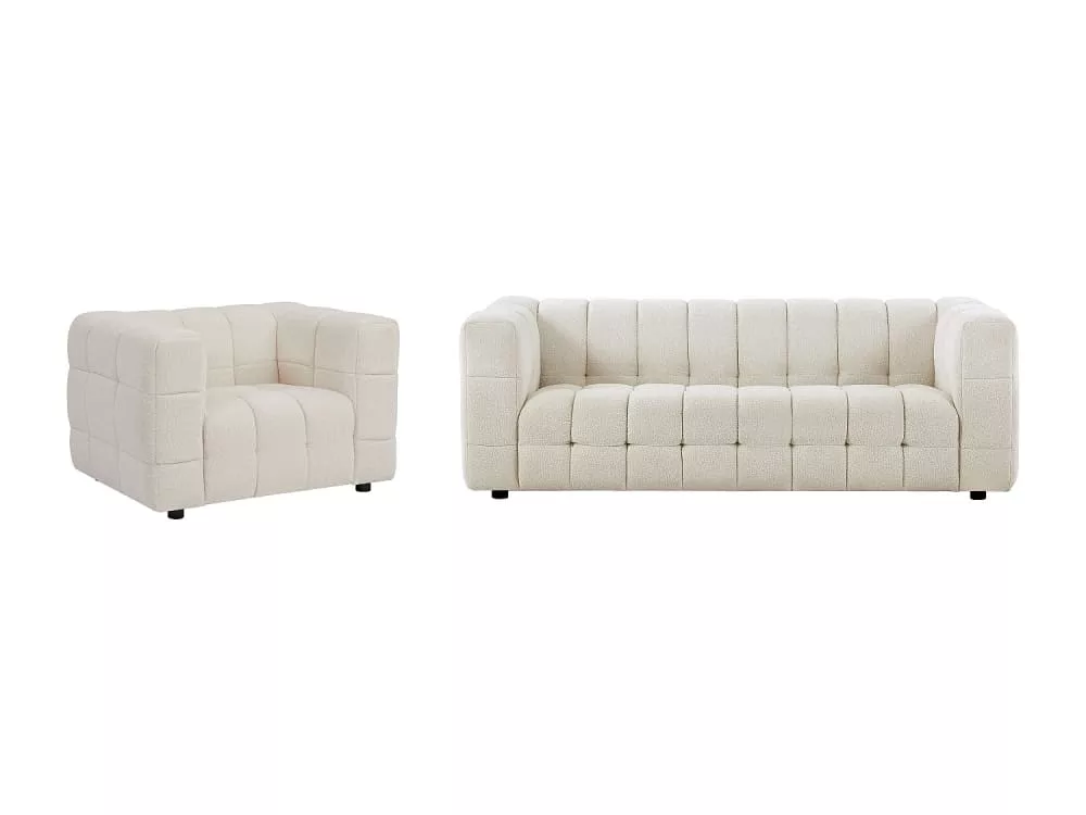 Canapé 3 places et fauteuil en tissu bouclette LERICI de Pascal Morabito