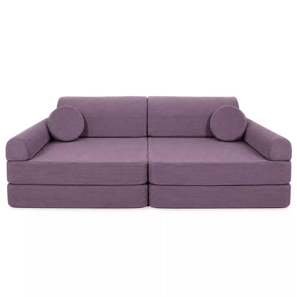 Canapé enfant 8 modules 160 cm velours côtelé fin, lavande