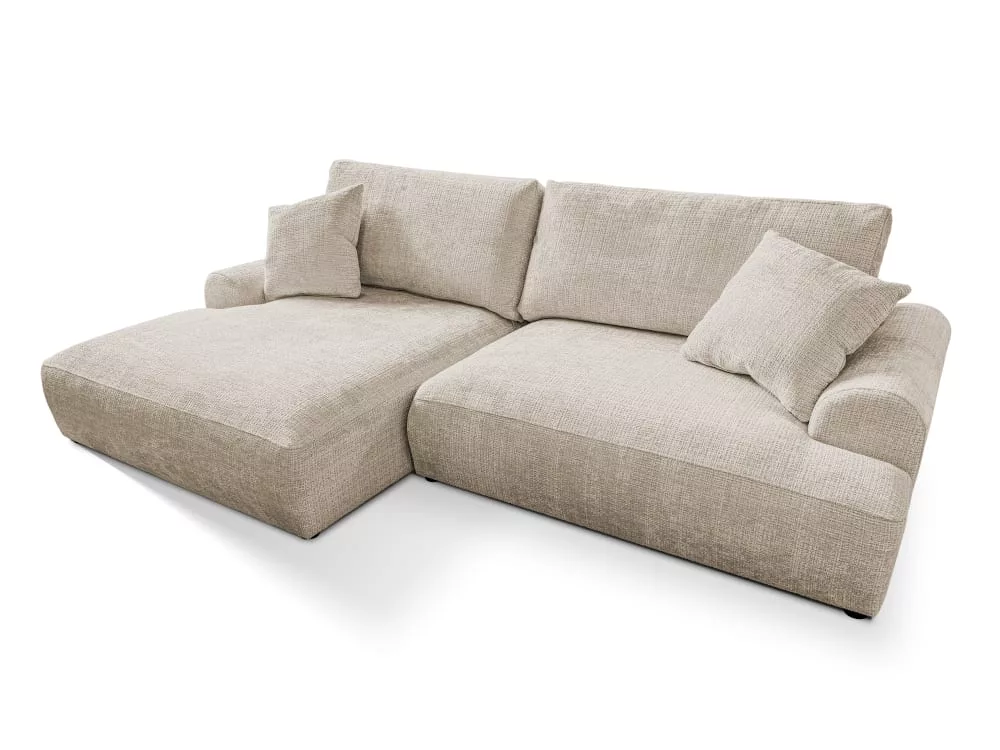 Canapé d’angle avec fonction couchage en tissu chenille