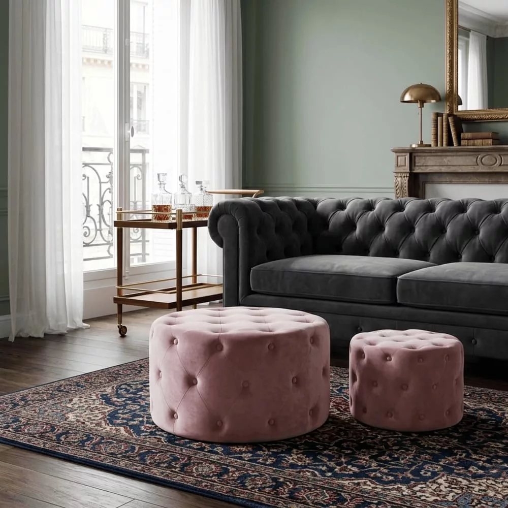 Ensemble de 2 banquettes en velours et mdf