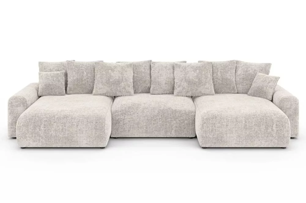 Canapé panoramique convertible tissu chenille 5 places