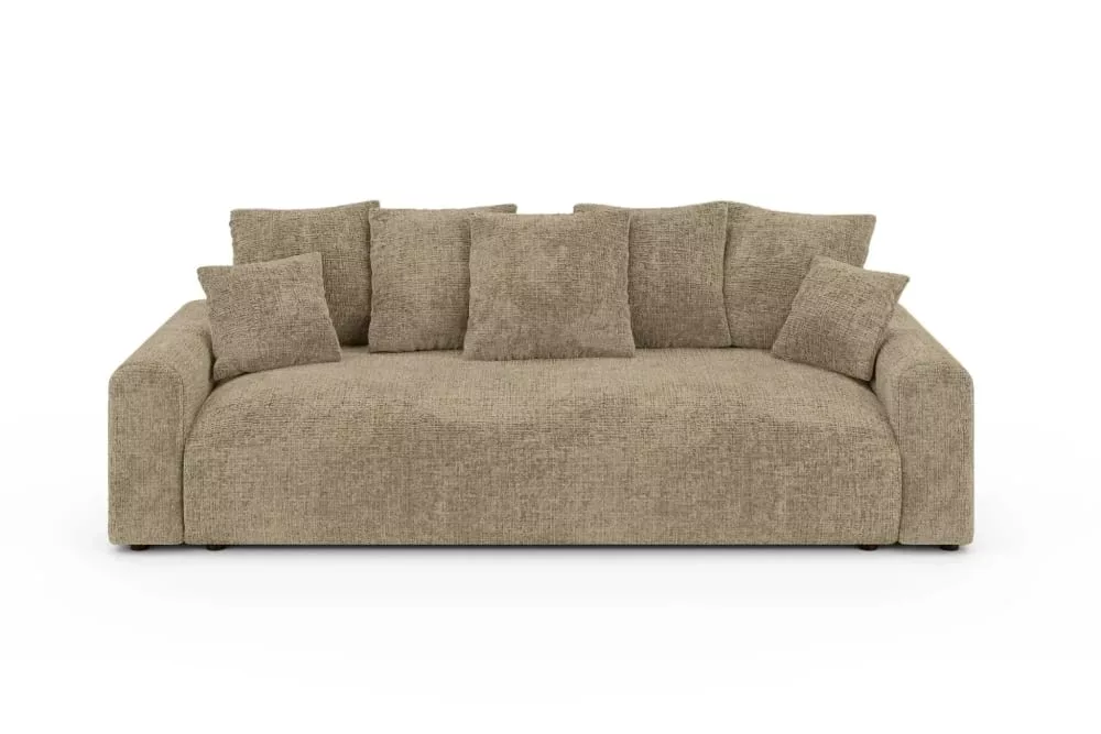 Canapé convertible tissu chenille 3 places café