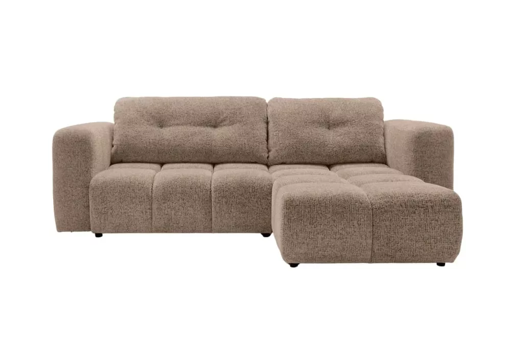 Canapé d'angle convertible tissu chenille 3 places café