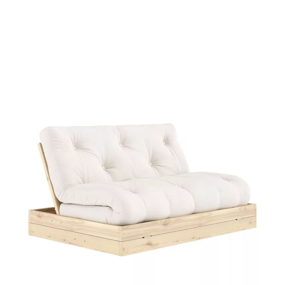 Canapé convertible 2,5 places en tissu et bois