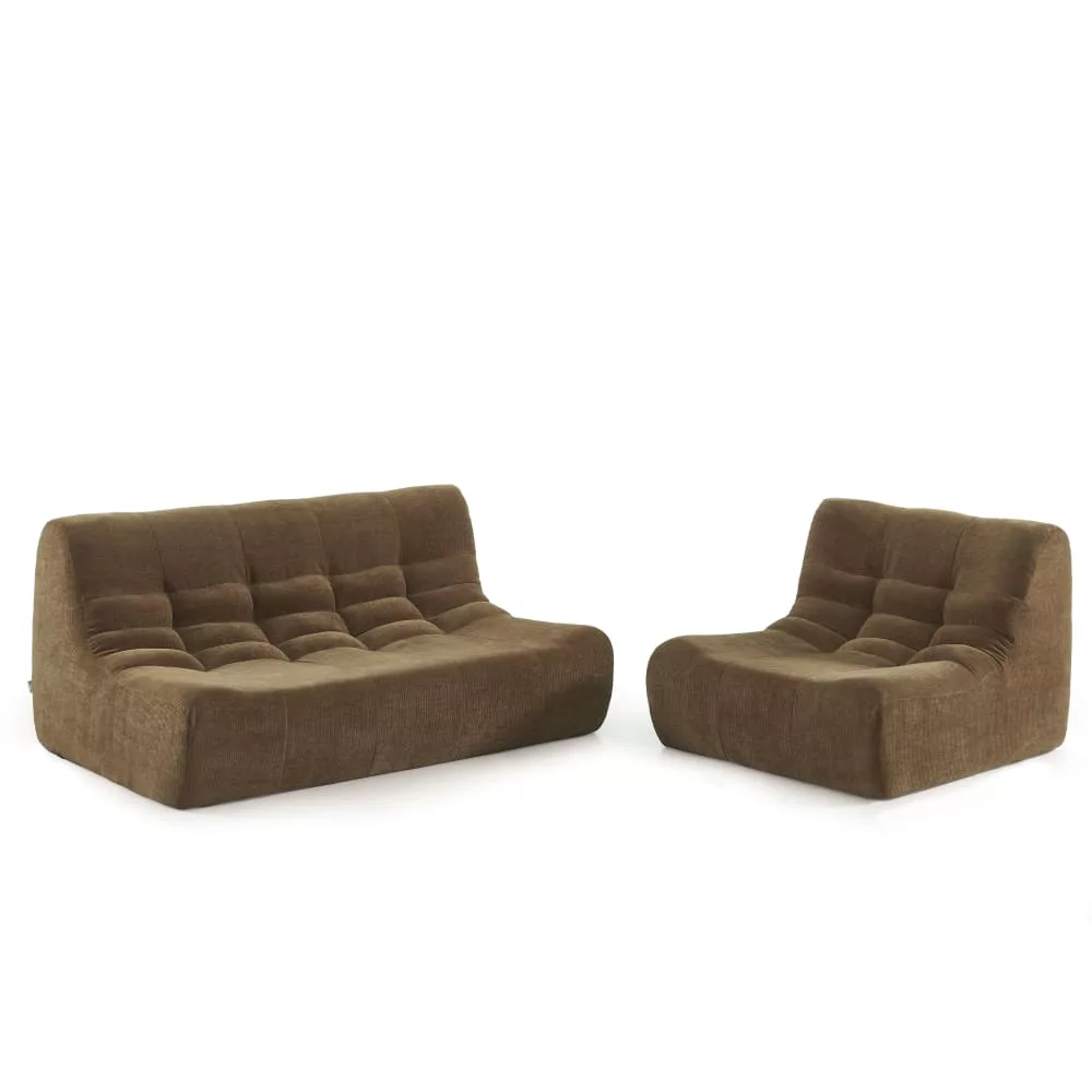 Ensemble banquette et chauffeuse modulable 3 places velours