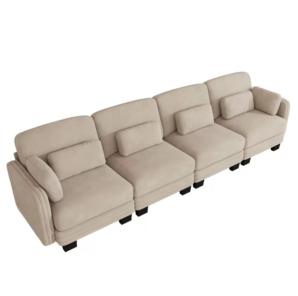 Canapé modulable en chenille avec coussins
