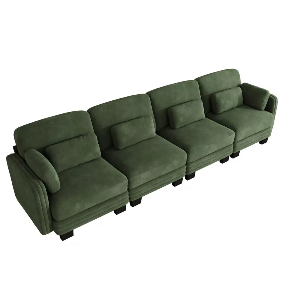 Canapé modulable en chenille avec coussins