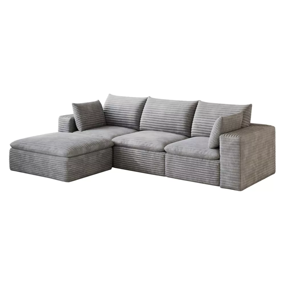 Canapé d'angle modulable avec pouf
