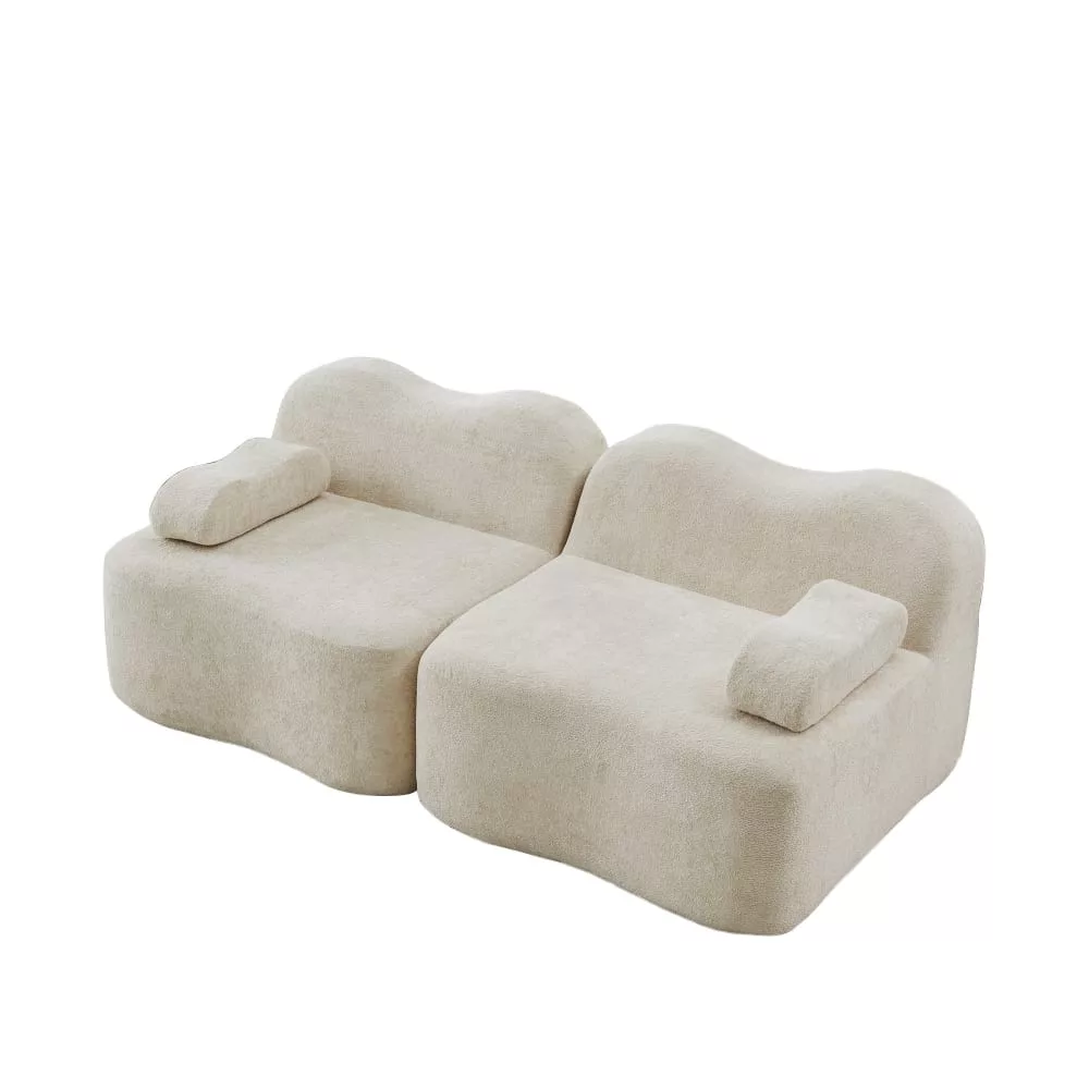 Canapé modulaire 2 places en velours forme ondulée