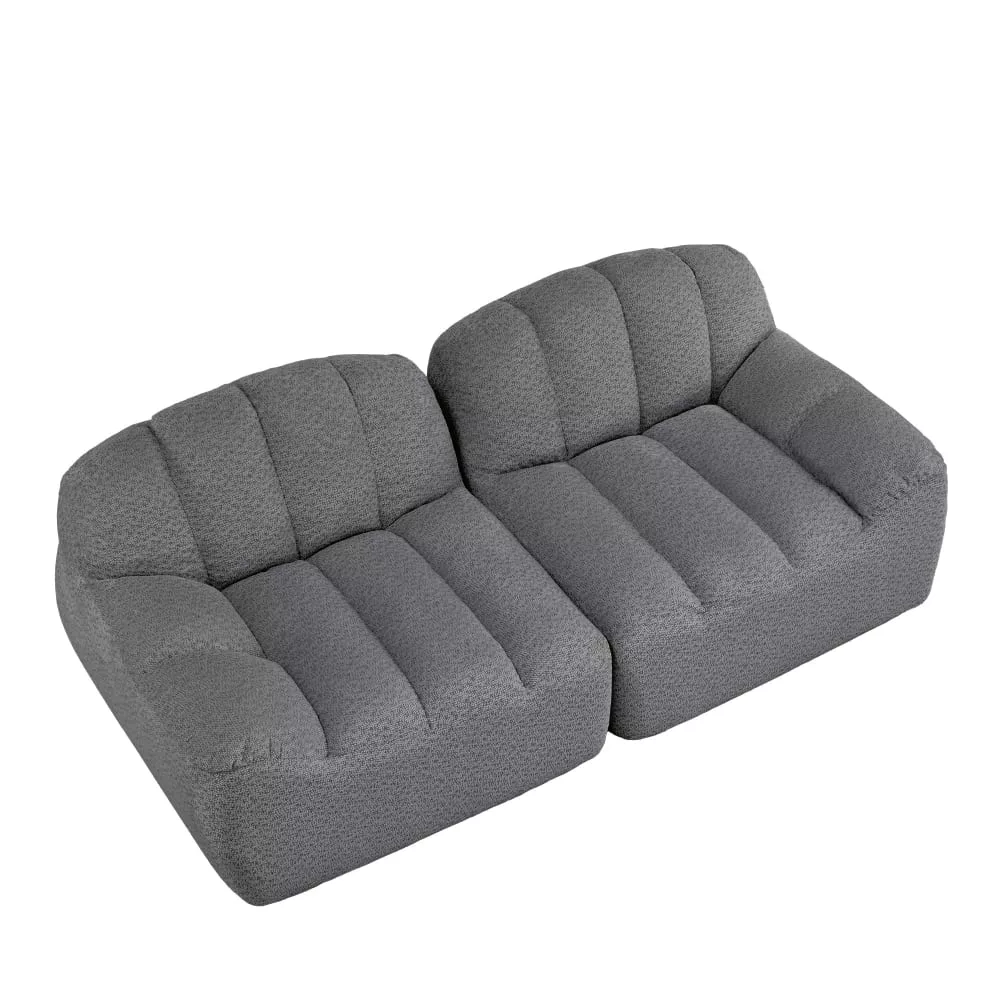 Canapé modulable 2 places tissu polaire, sans montage