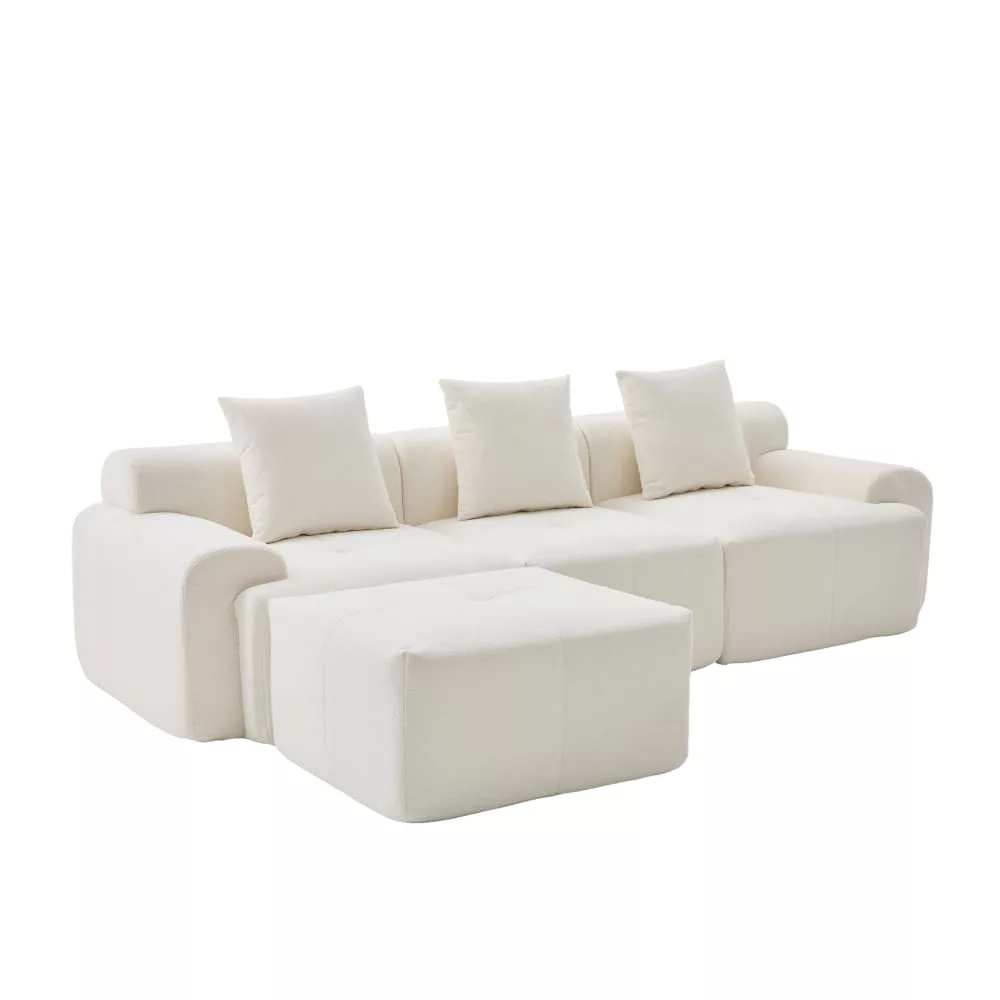 Canapé modulable 3 places en chenille bouclette texturée