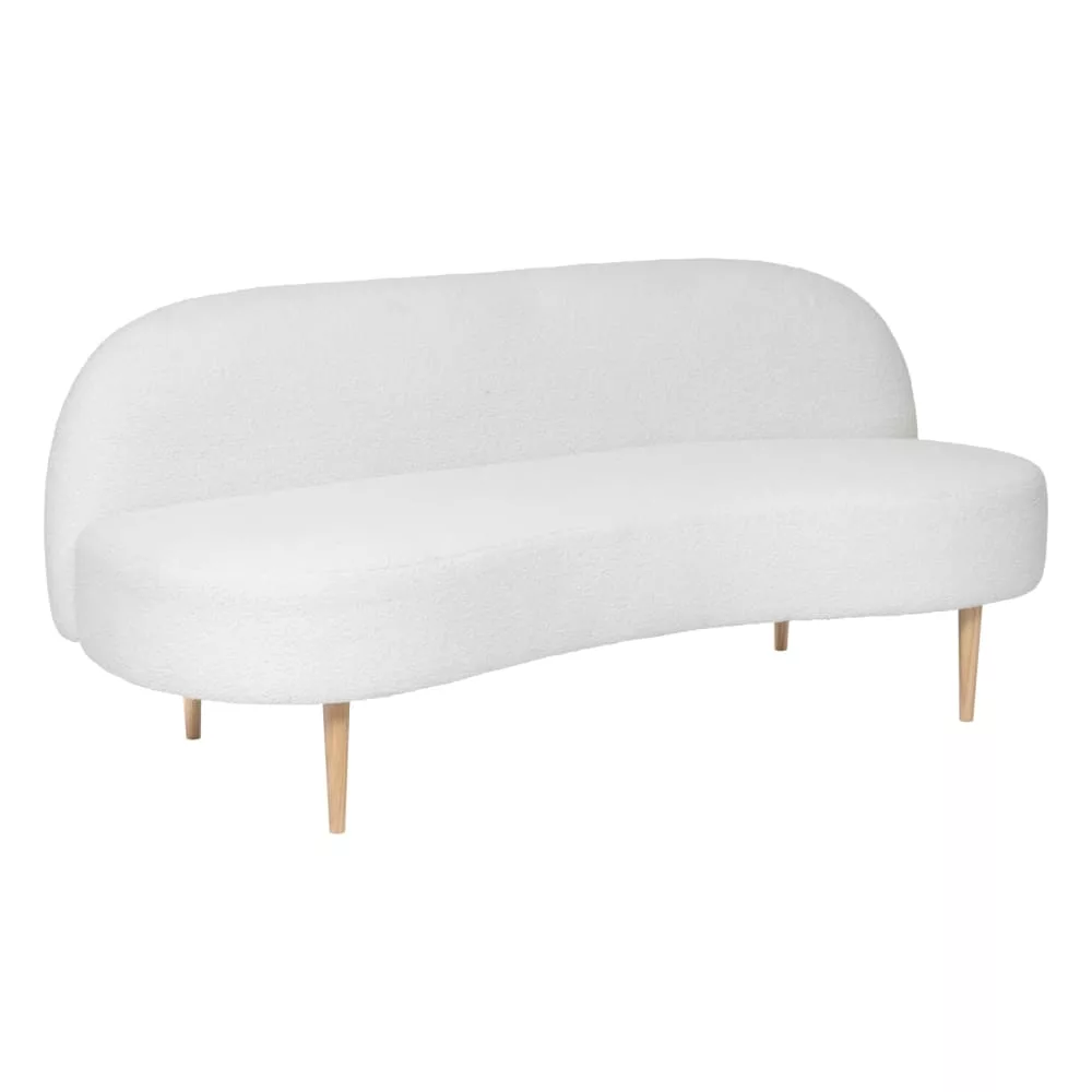 Banquette 2 places en bouclette design bois