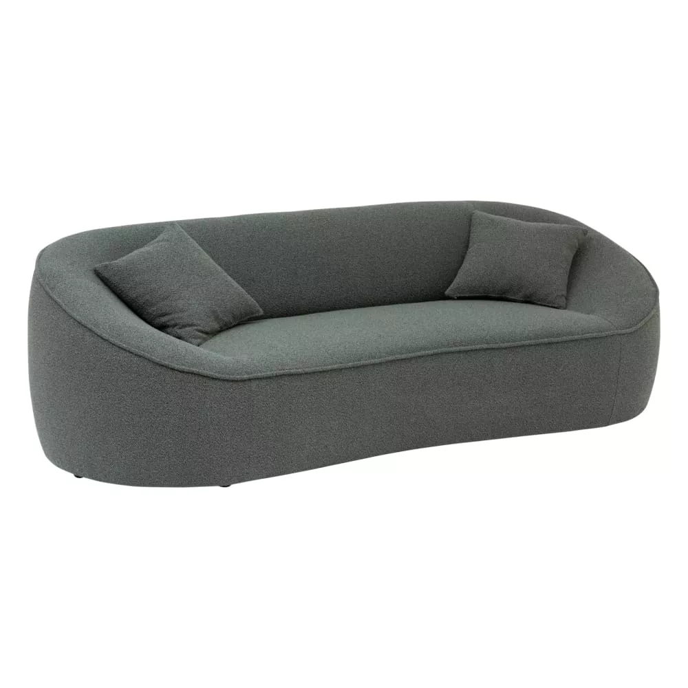 Canapé fixe 3 places en bouclette au design organique bois
