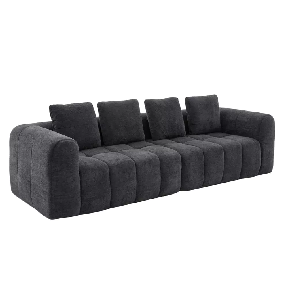 Canapé d'angle 2 pièces modulable en velours polyester