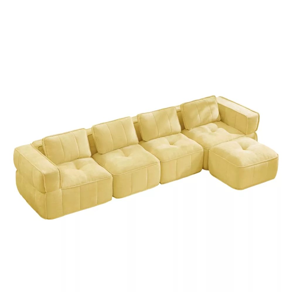 Canapé modulaire en polyester avec pouf