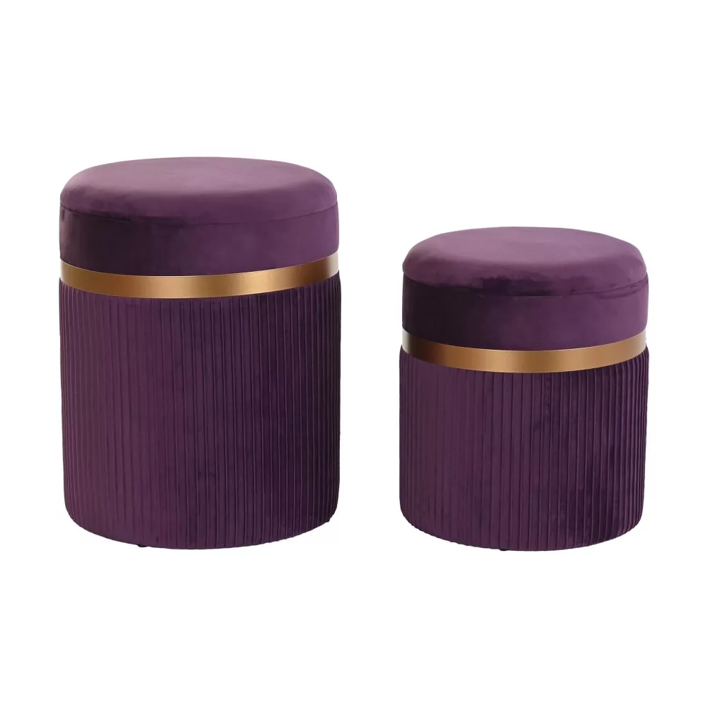 Ensemble de 2 banquettes en polyester velours