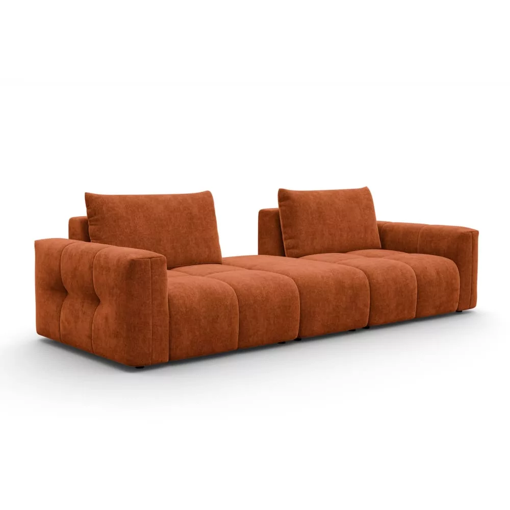 Canapé 4 places avec pouf, tissu