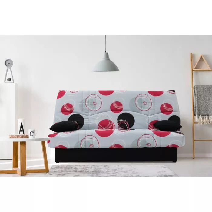 Canapé convertible clic clac 3 places – Tissu motif Planete
