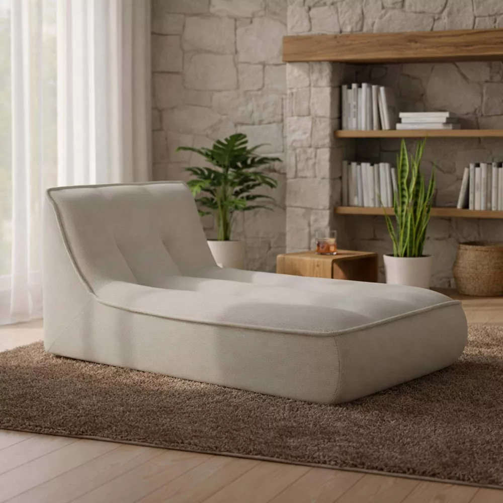 Méridienne pour canapé modulable en velours côtelé Lizy