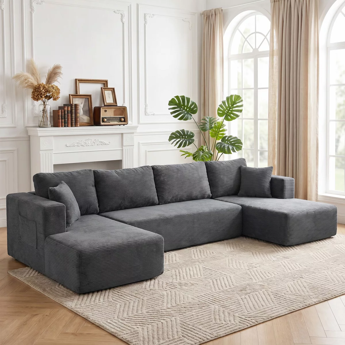 HOMCOM Canapé Modulaire en U 4 Places