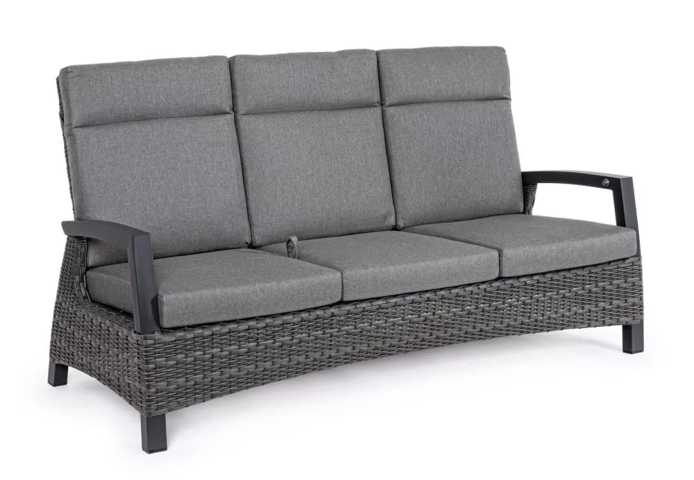 Canapé inclinable 3 places en aluminium et fibre tissée