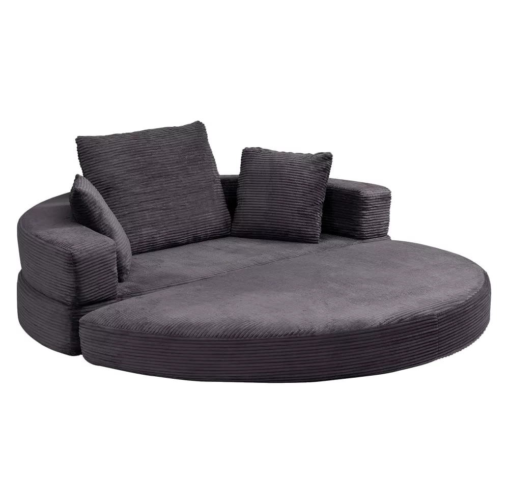 Canapé convertible en velours côtelé avec 3 coussins