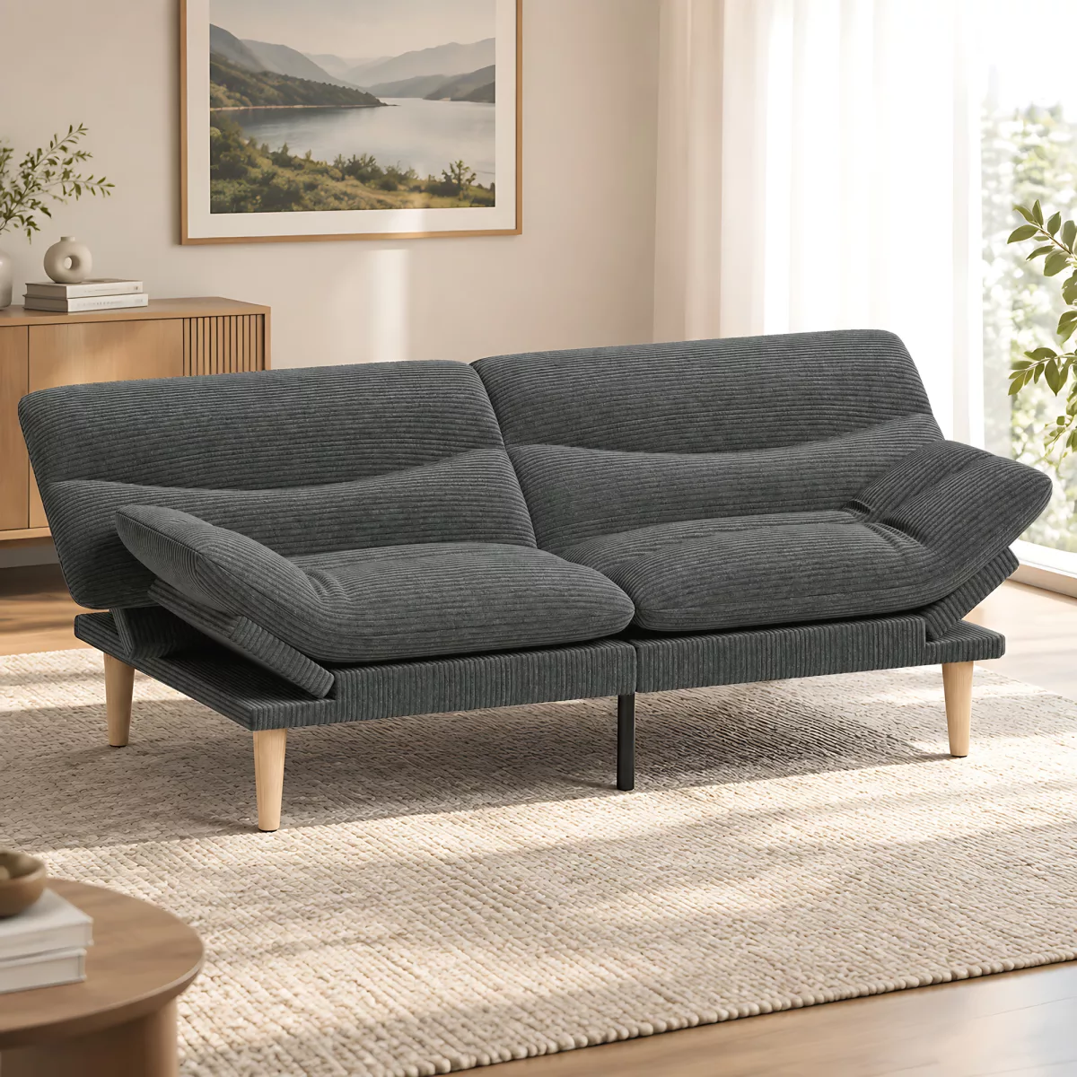 HOMCOM Canapé Convertible 2 Places 3 en 1