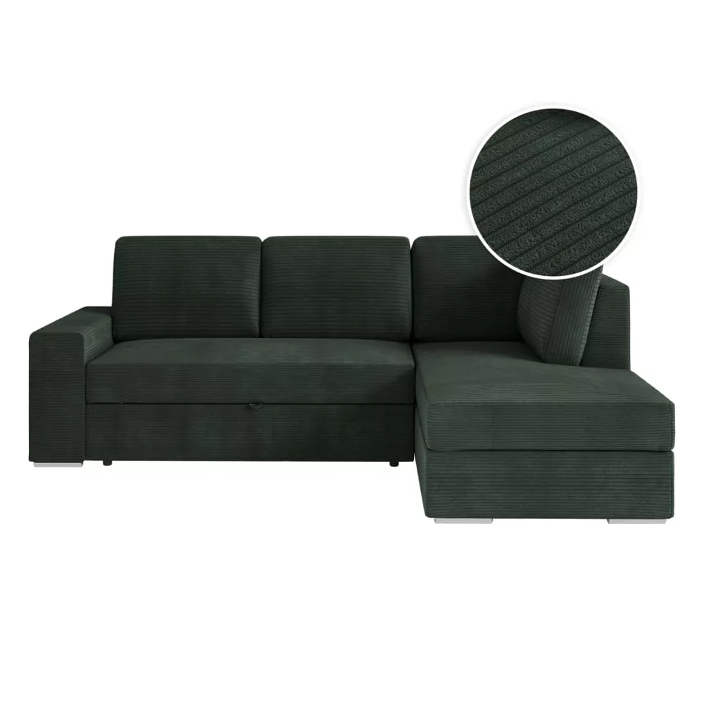 Canapé d'angle convertible en velours côtelé – Aden