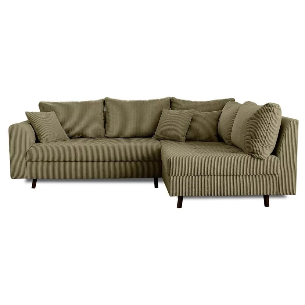 Canapé d'angle 4 places – Velours côtelé 100% polyester