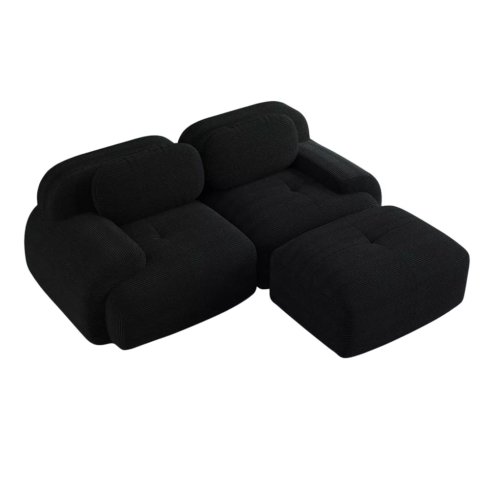 Canapé modulable 2 places avec accoudoirs et velours côtelé