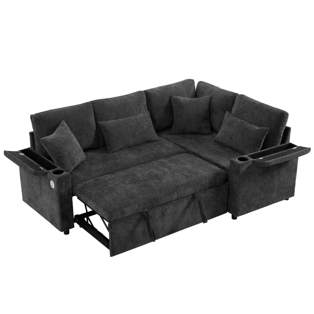 Canapé d'angle convertible en chenille