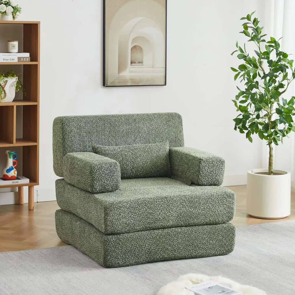 Canapé-lit modulable en chenille avec dossier haut