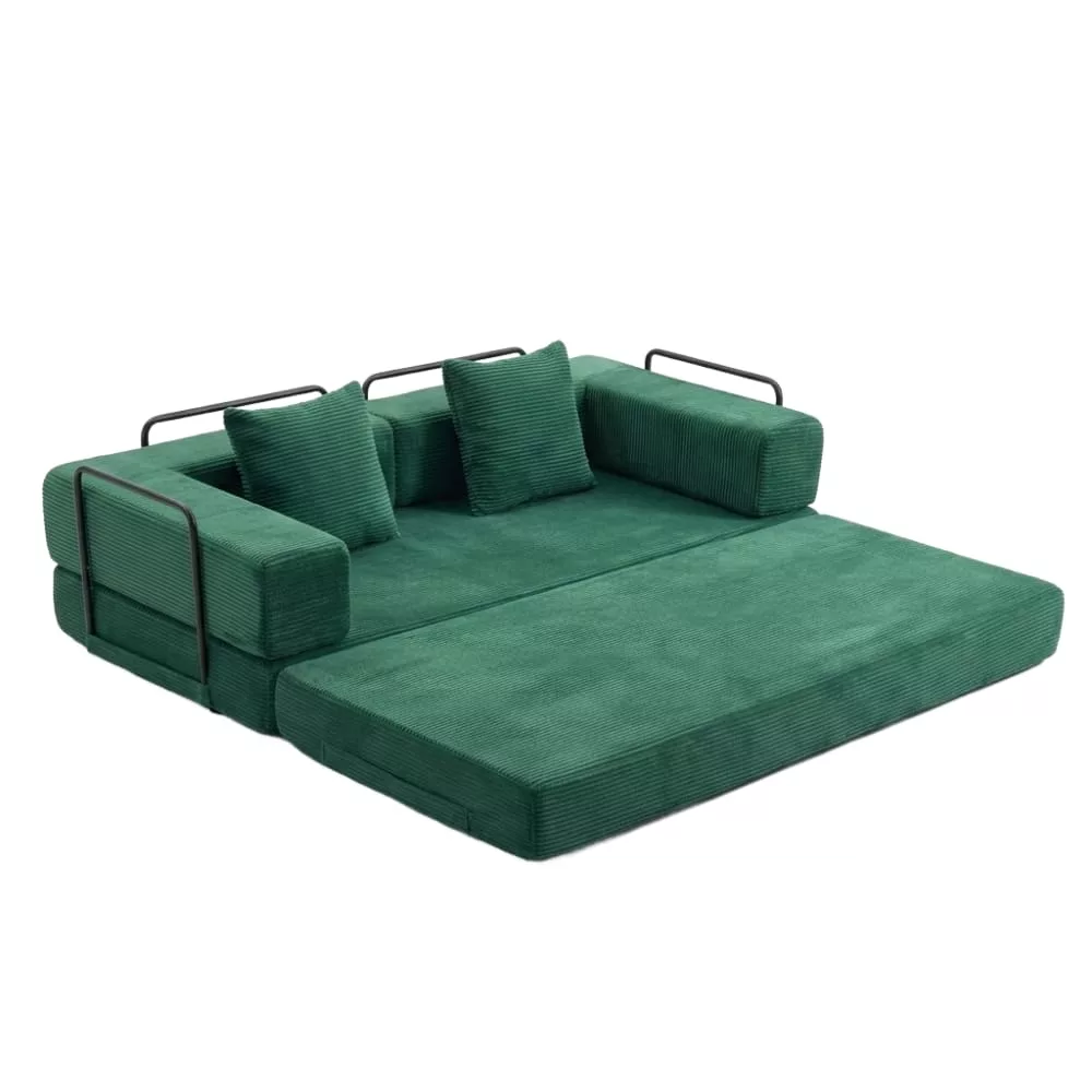 Canapé convertible en velours polyester côtelé