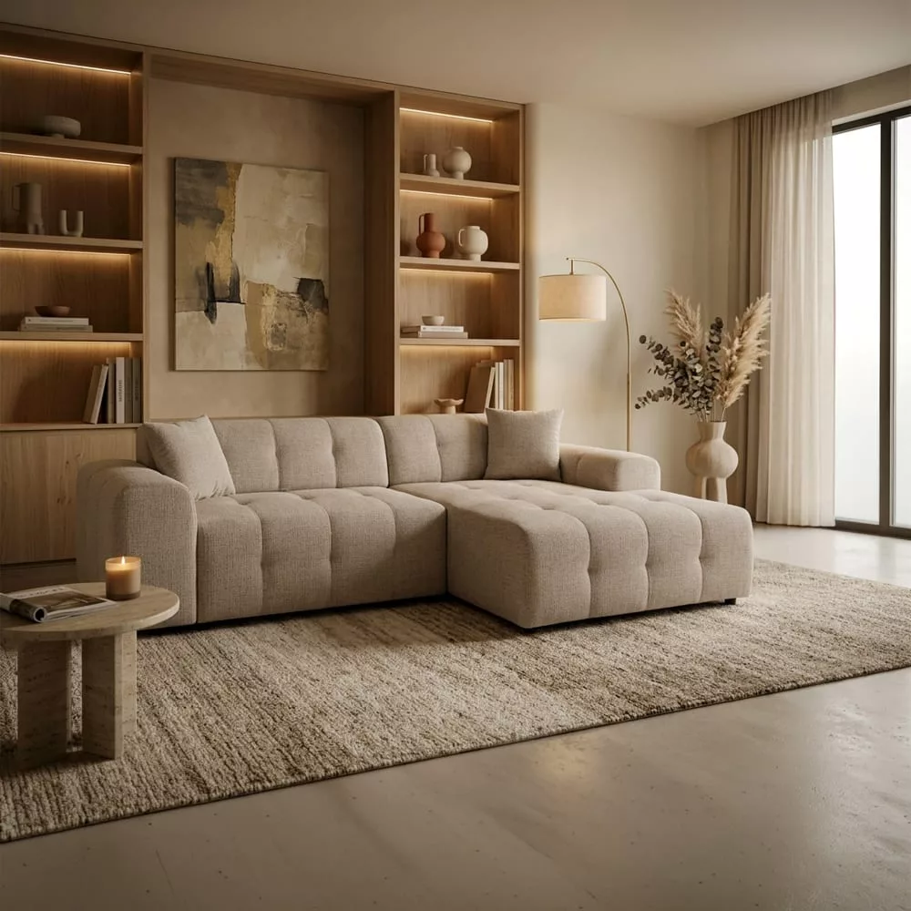 Canapé d'angle convertible en tissu – angle Milan