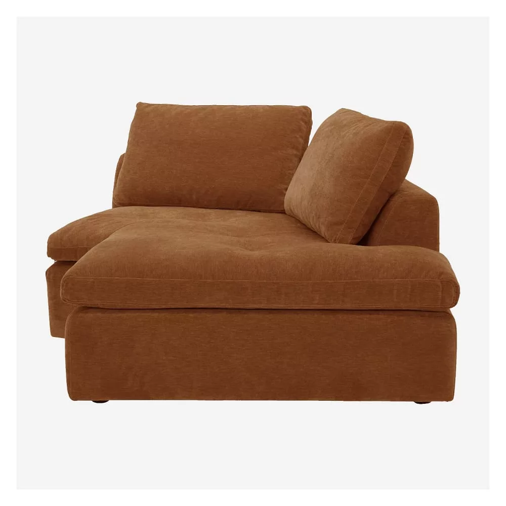 Méridienne d'angle incurvée en tissu – noisette