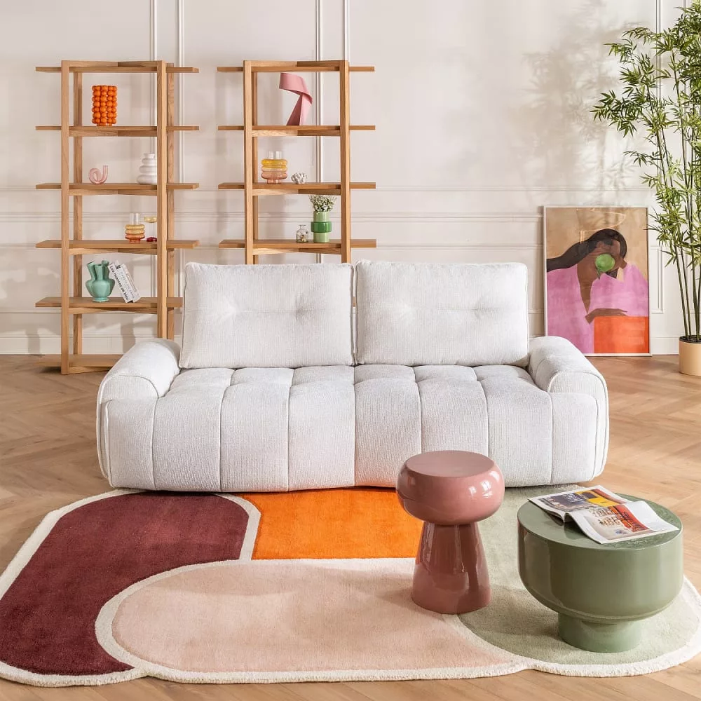 Canapé 3 places en tissu chenille avec dossier avance-recule