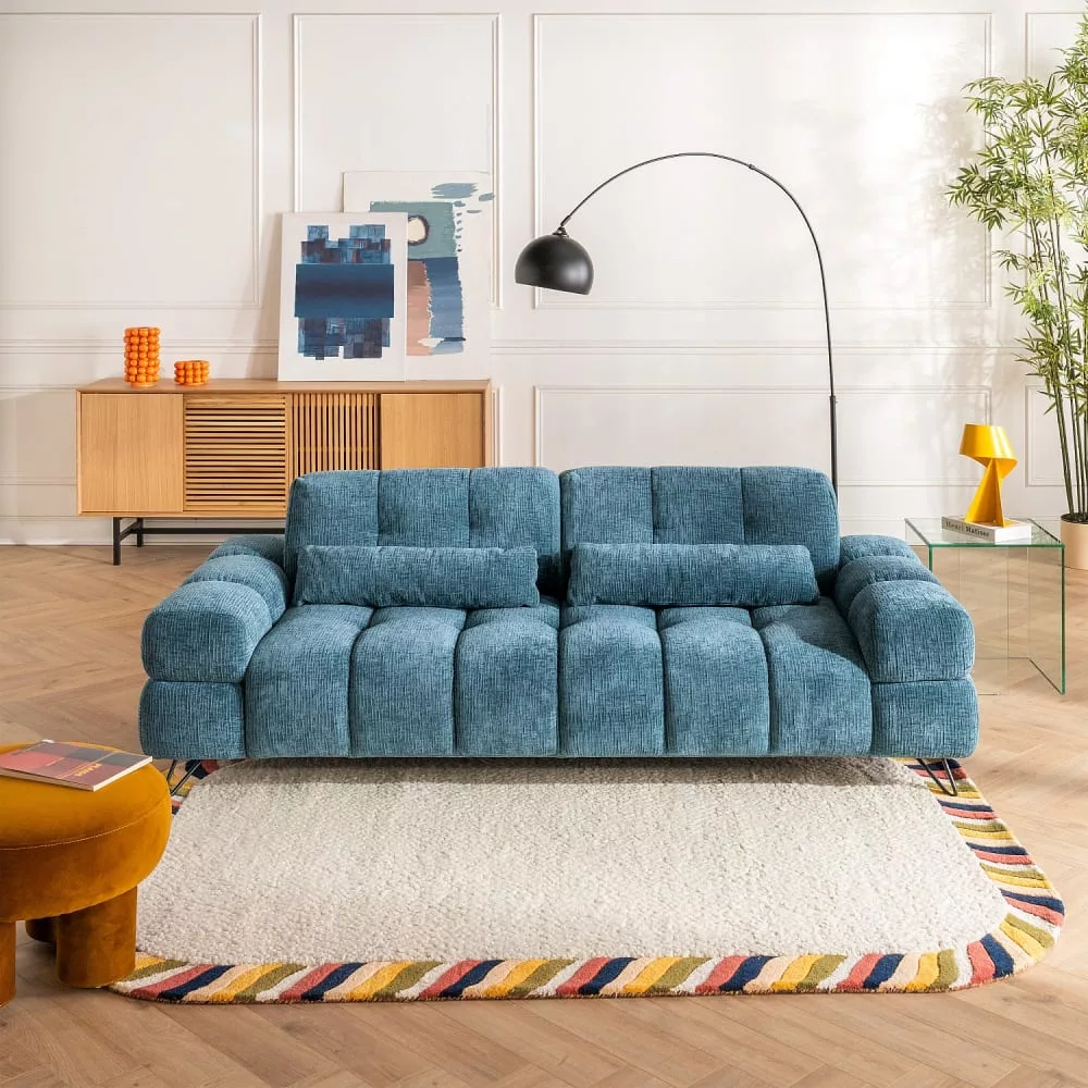 Canapé 2 places en tissu texturé avec dossier avance-recule
