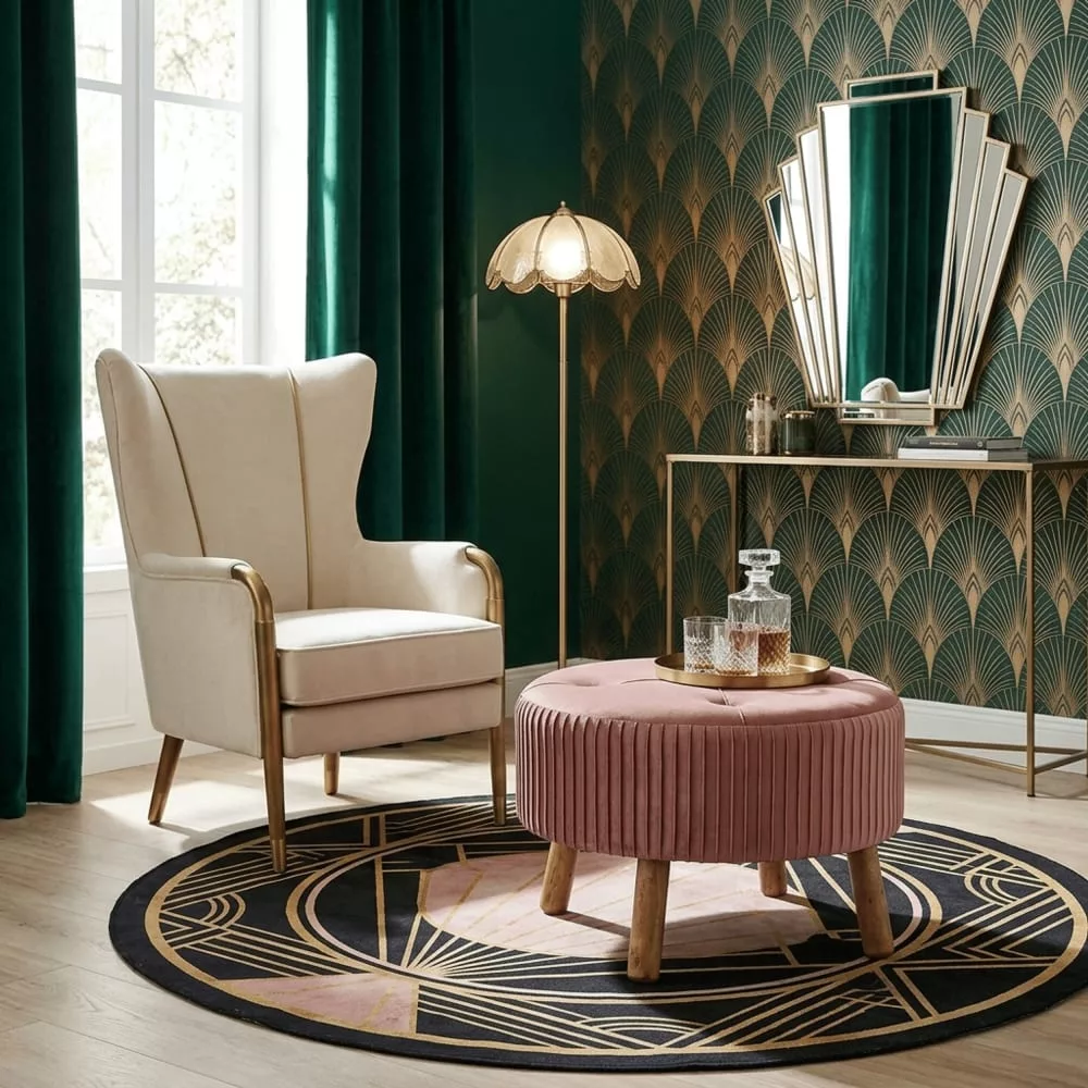 Banquette en velours et bois Noda