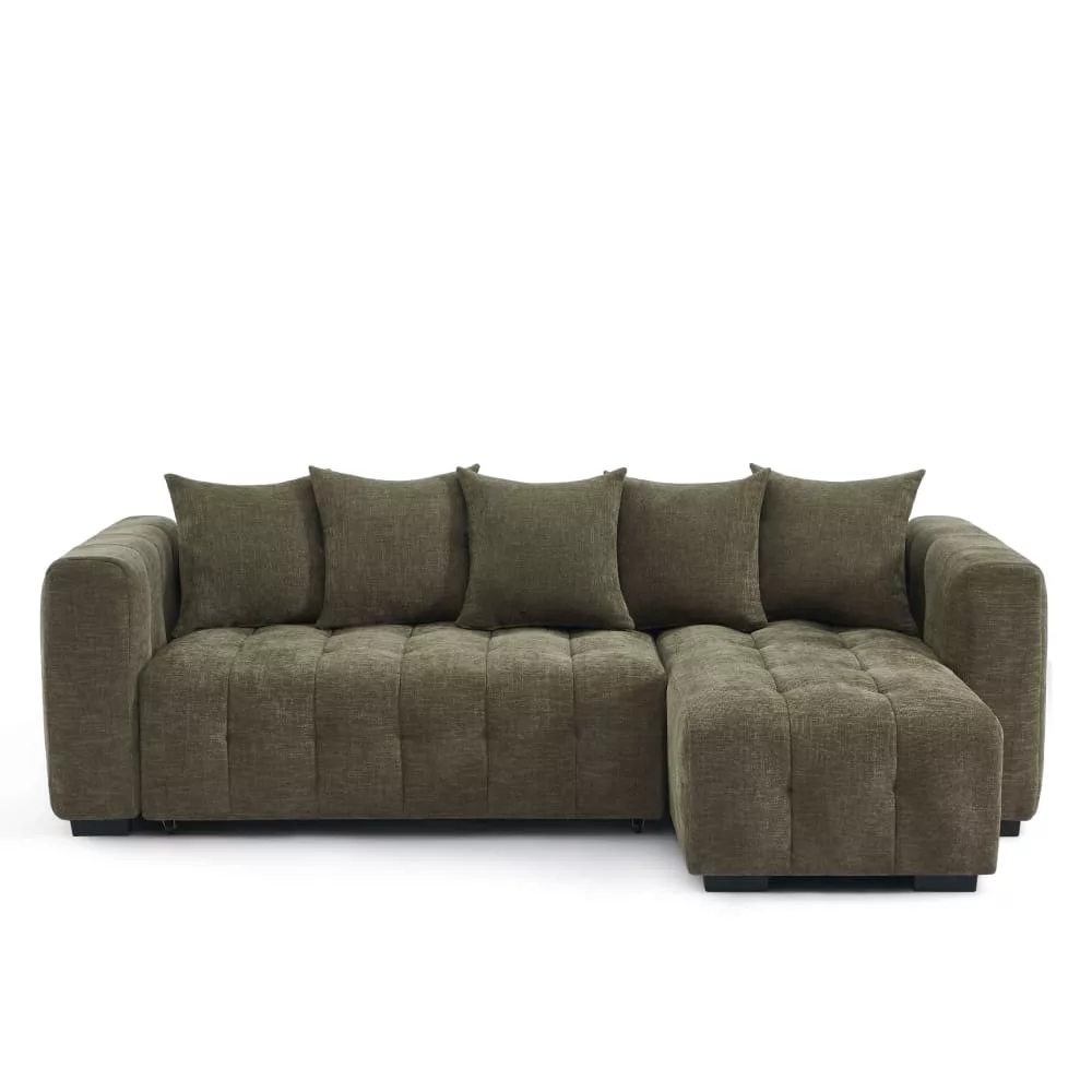 Canapé d'angle convertible en tissu 4 places Levia
