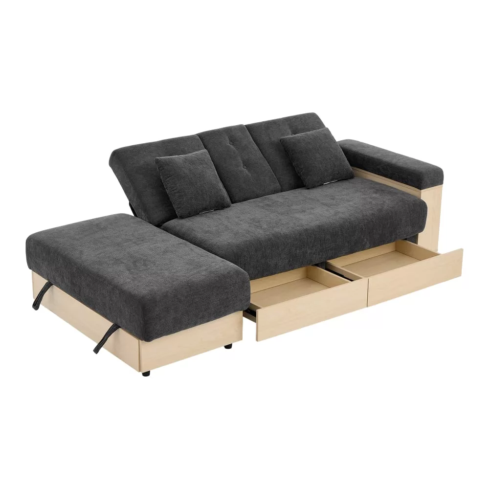 Canapé convertible en chenille avec rangement