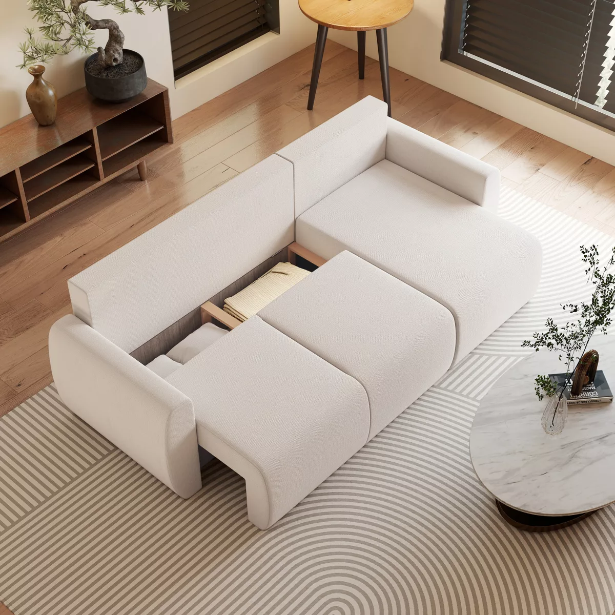 HOMCOM Canapé-lit avec chaise longue réversible