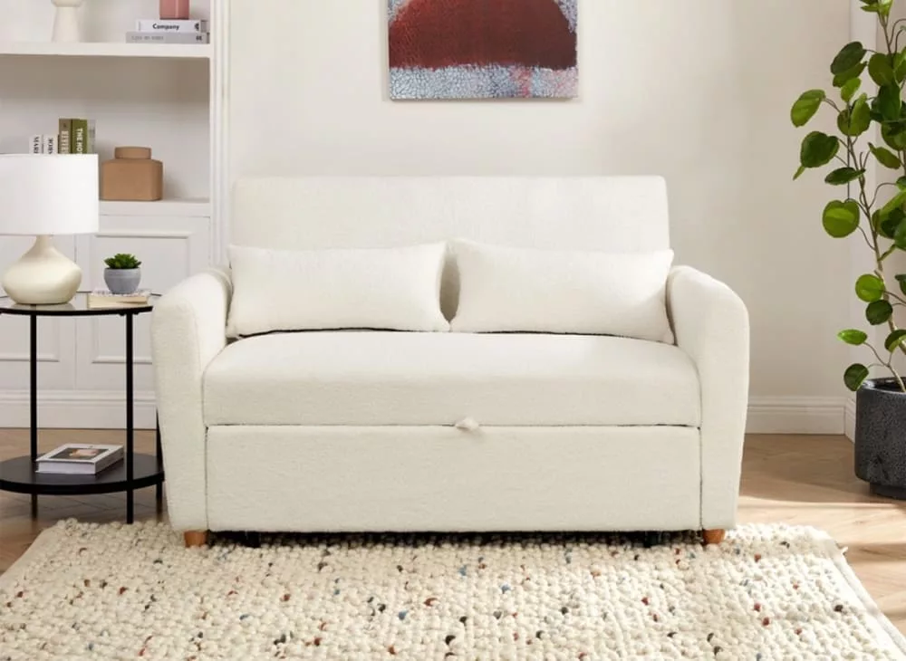Canapé convertible scandinave en tissu bouclette