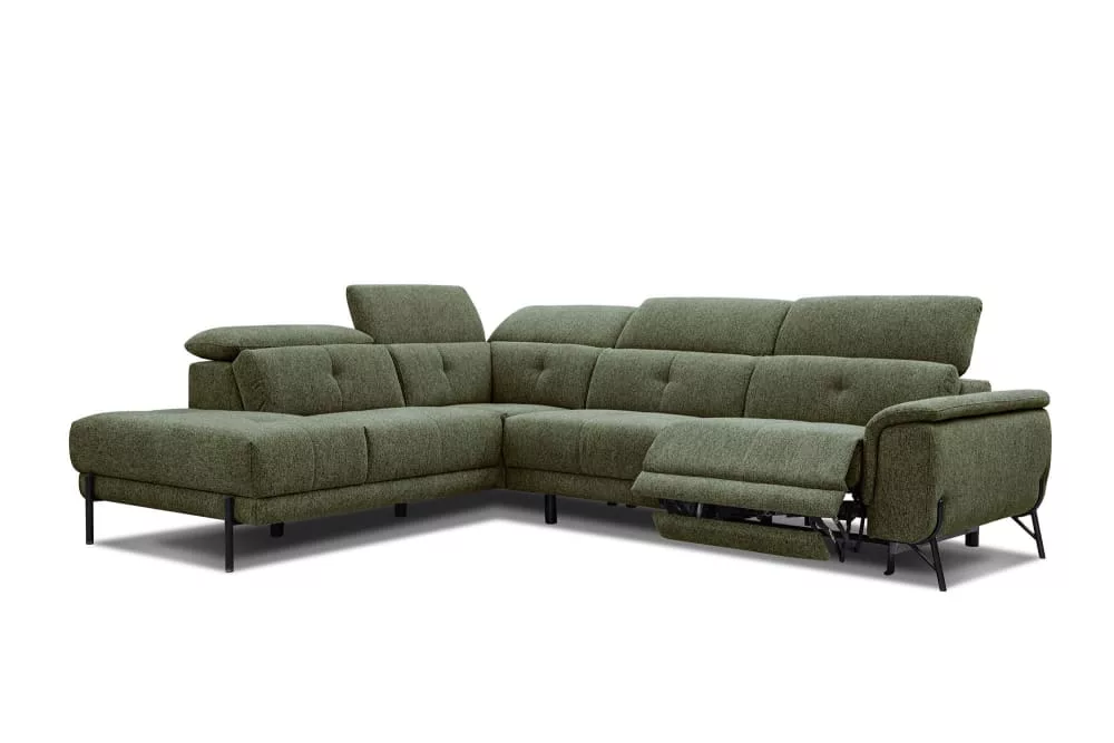 Canapé d'angle 5 places avec une relax électrique tissu Avena