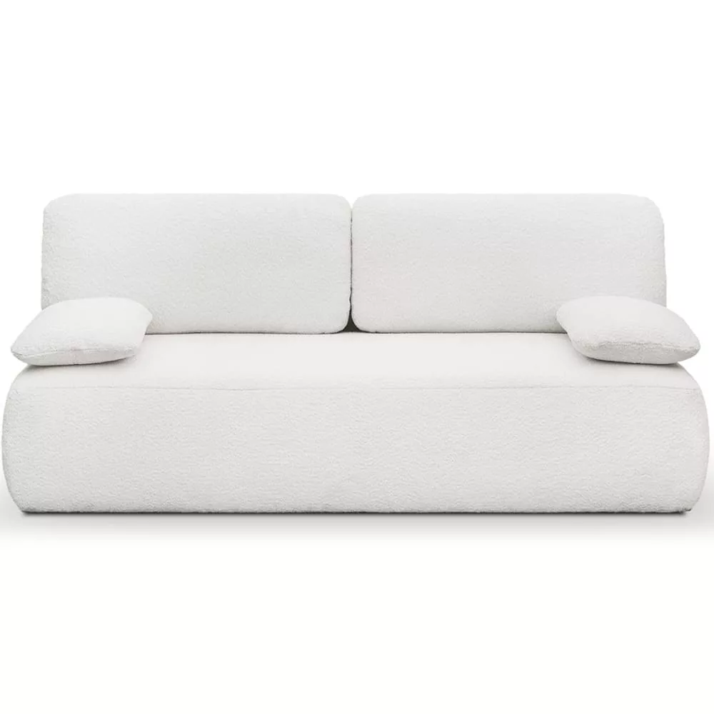 Canapé convertible 3 places avec coffre en tissu bouclette Gemma