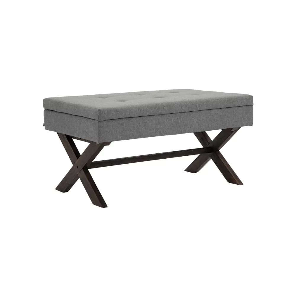 Banquette avec pieds en bois assise en tissu Namaro