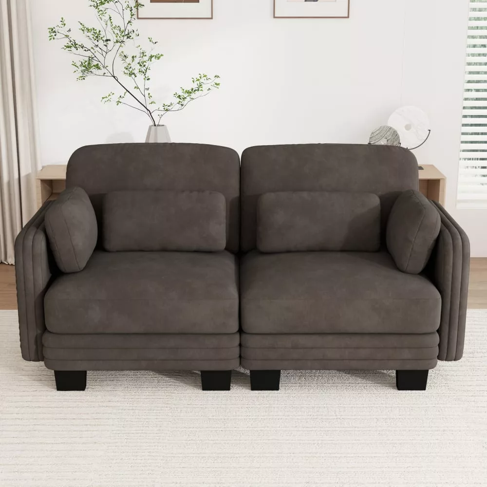 Canapé modulable en chenille avec coussins