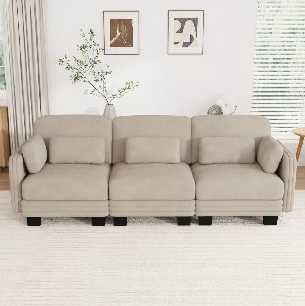 Canapé modulable en chenille avec coussins