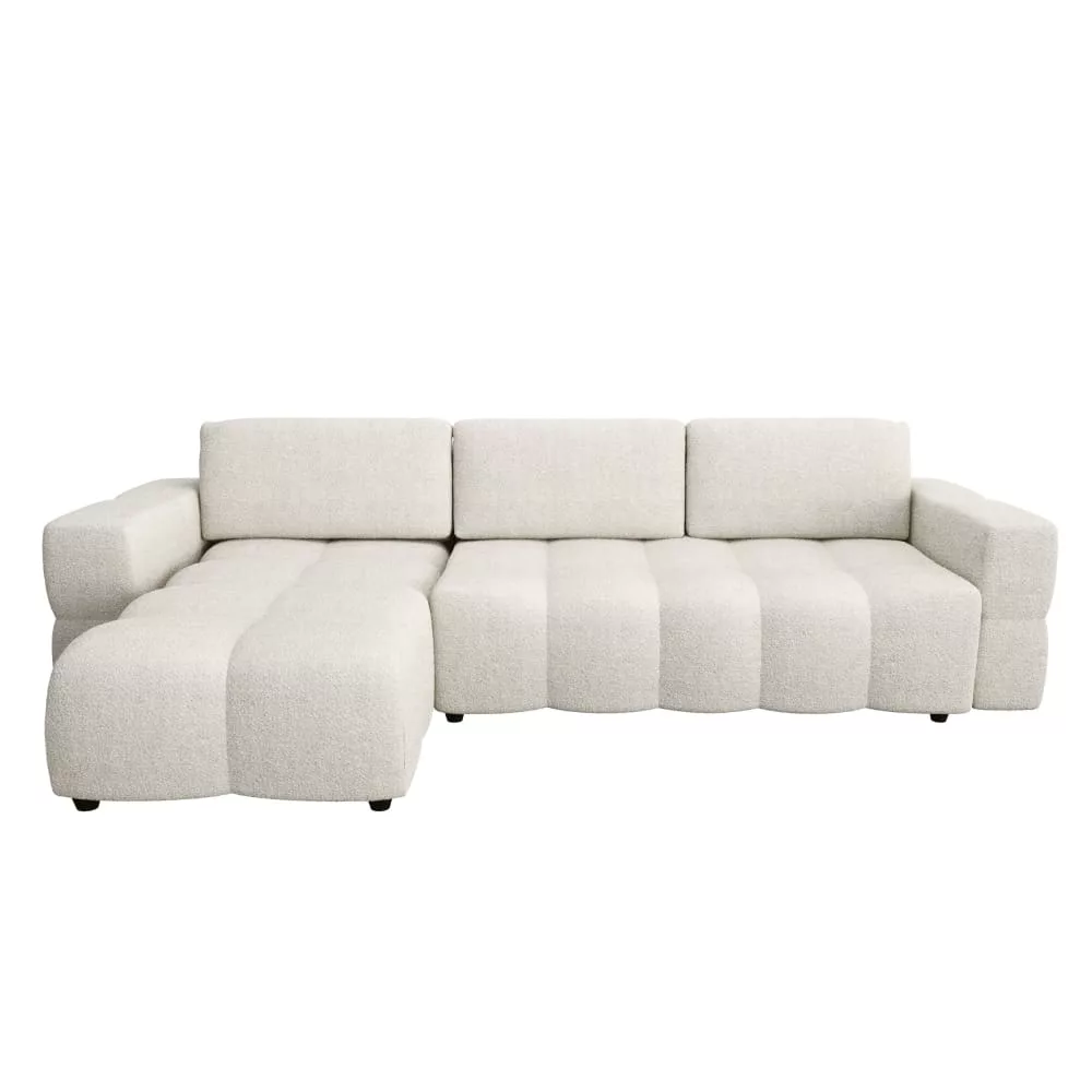 Canapé d'angle convertible 5 places en tissu bouclette Gabriel