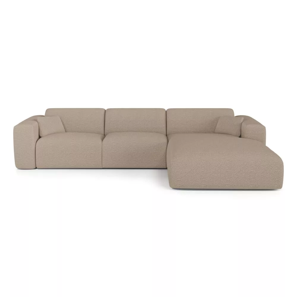 Canapé angle convertible 5 places en tissu bouclette Myra